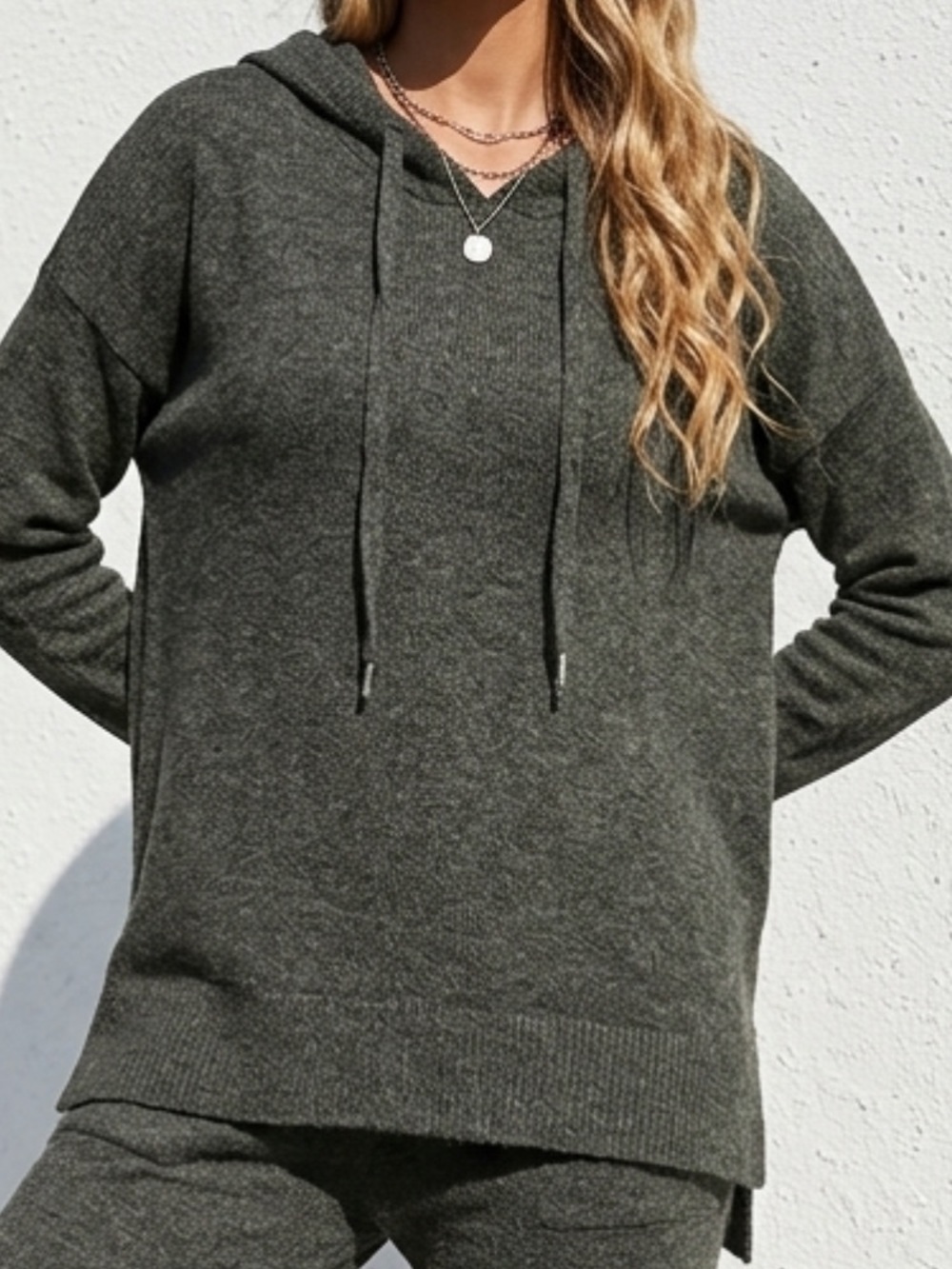 Dillards Westbound oversize Dark grey hoodie sweater high low hem NWT size S.